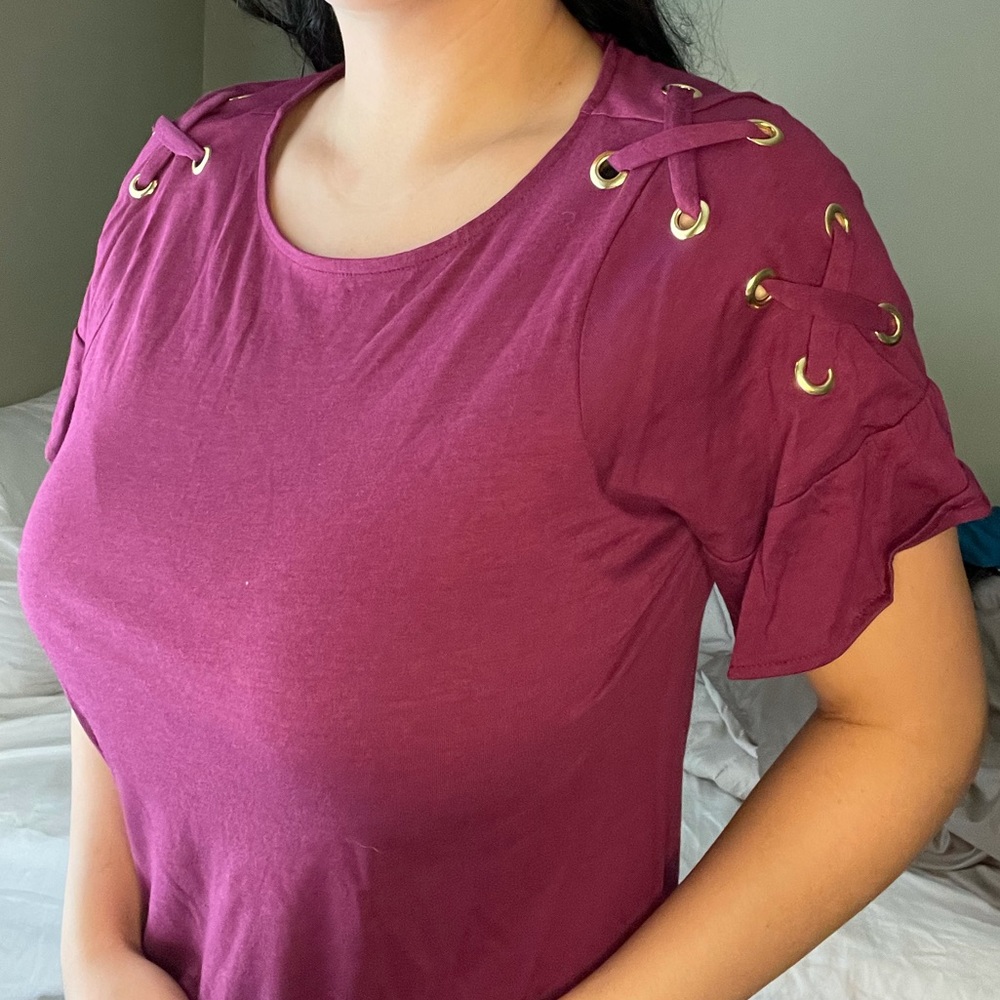 MICHAEL MICHAEL KORS Magenta Crisscross Tshirt - Picture 4 of 8